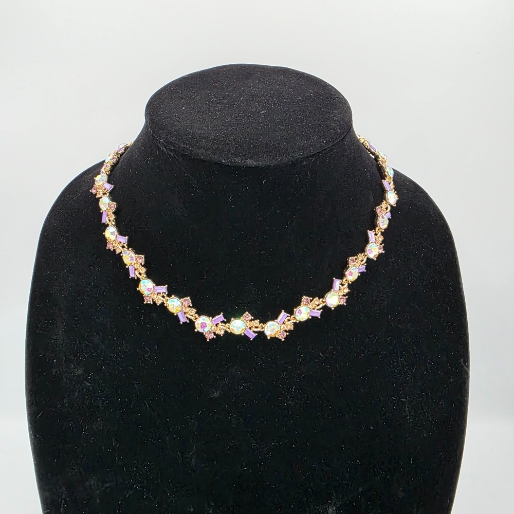 INC Womens NWT Crystal Cluster All Around Statement Necklace Gold Tone Mixed 22"